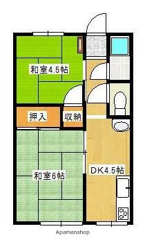 横田アパート(2K/1階)の間取り写真