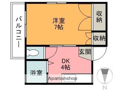 マンションクレール(1DK/2階)の間取り写真