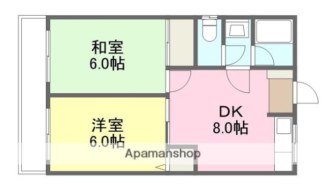 衣山第1マンション(2DK/6階)の間取り写真