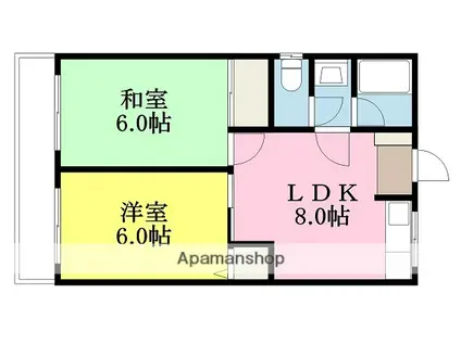 衣山第1マンション(2DK/5階)の間取り写真