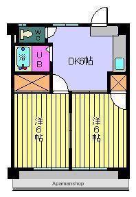 クィーンビル(2DK/3階)の間取り写真
