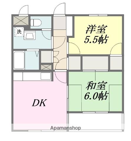 シャンボール岩崎町(2DK/3階)の間取り写真