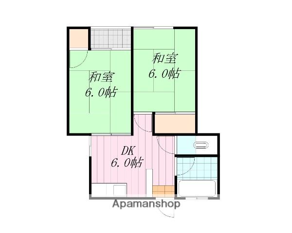 コーポ松岡(2DK/2階)の間取り写真