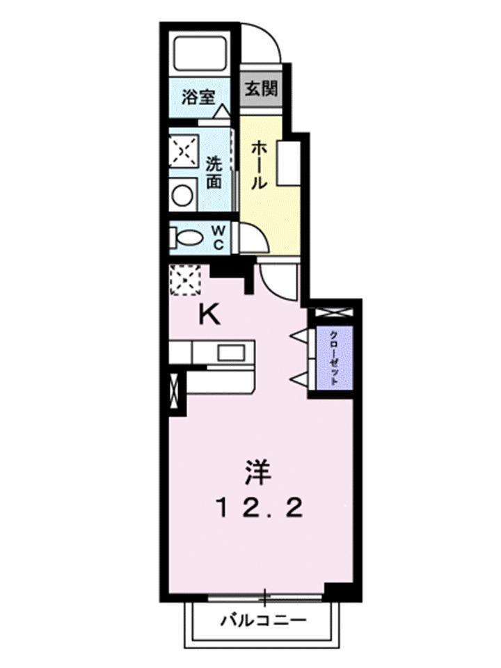 メゾン ド ロベリア(ワンルーム/1階)の間取り写真