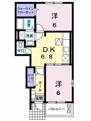 ボヌールプラスA(2DK/1階)の間取り写真