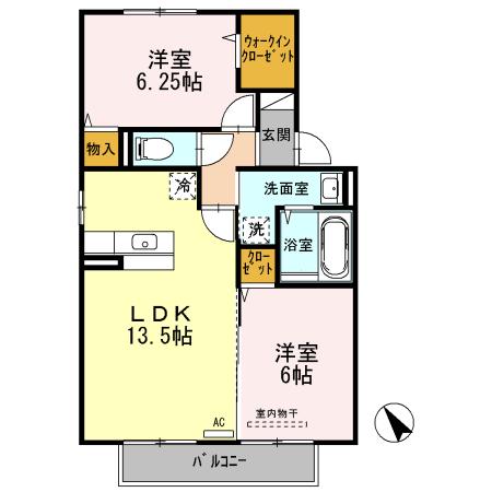 ハートパレス三好(2LDK/2階)の間取り写真
