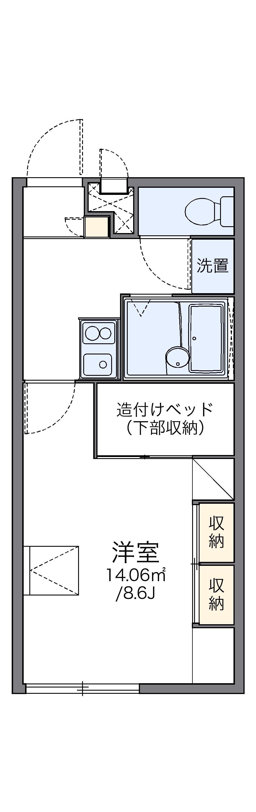 レオパレス医学部前(1K/2階)の間取り写真