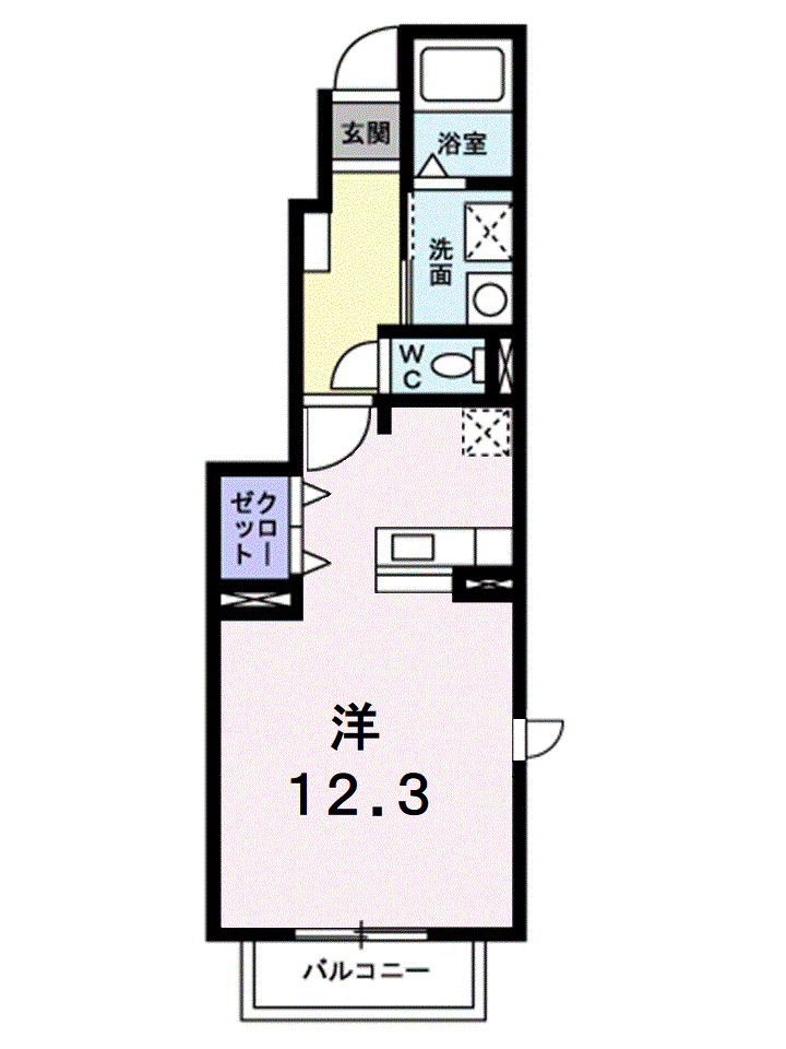 プロムナードN A(ワンルーム/1階)の間取り写真