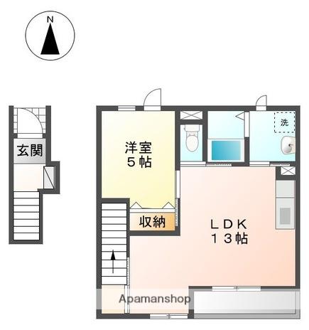 ヴィラ田中 C棟(1LDK/2階)の間取り写真