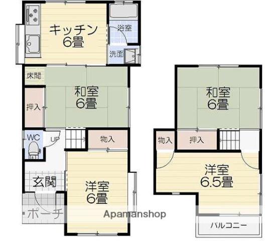 愛媛県松山市 2階建 築40年(4DK)の間取り写真