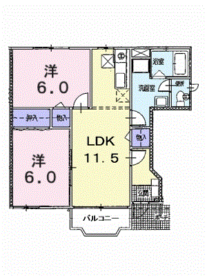 クレスト-ルナナB(2LDK/1階)の間取り写真