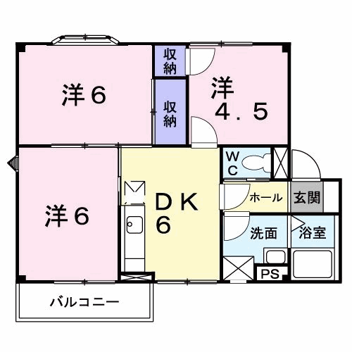 伊予鉄道郡中線 余戸駅 徒歩16分 2階建 築32年(3DK/2階)の間取り写真