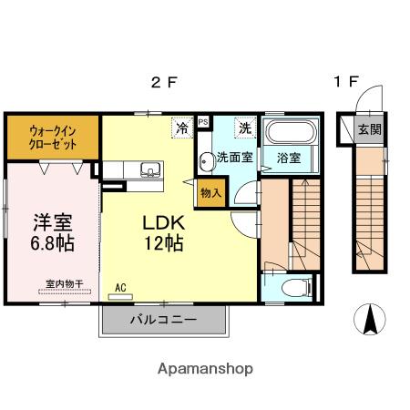 ブルームコート(1LDK/2階)の間取り写真