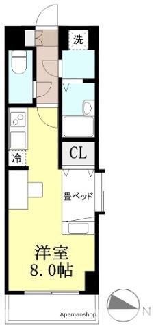 メモリー竹原(1K/3階)の間取り写真