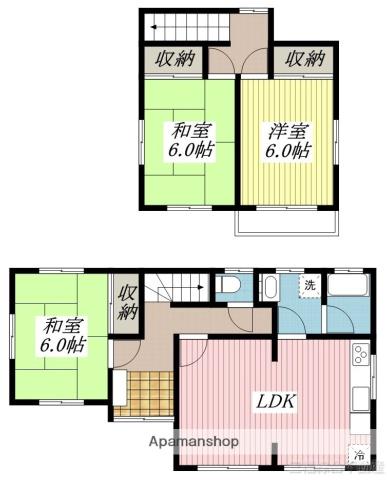 伊予鉄道郡中線 土橋駅(愛媛) 徒歩9分 2階建 築24年(3LDK)の間取り写真
