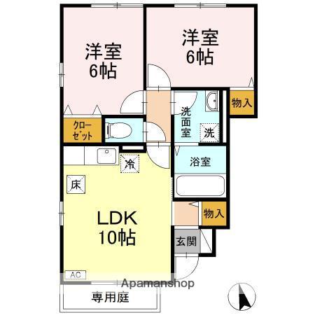 バリュアブル D棟(2LDK/1階)の間取り写真