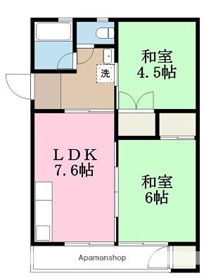 江戸マンション(2DK/4階)の間取り写真