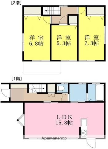 伊予鉄道環状線 ＪＲ松山駅前駅 徒歩15分 2階建 築8年(3LDK)の間取り写真