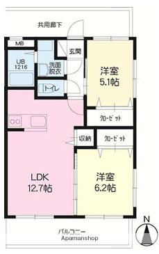 サンハイツ カミーリャ(2LDK/2階)の間取り写真