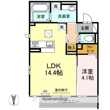 レーヴ・リボンYK(1LDK/1階)の間取り写真