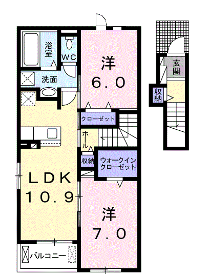 メリーハーバー(2LDK/2階)の間取り写真