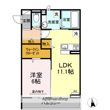 セジュールSAYA(1LDK/2階)の間取り写真