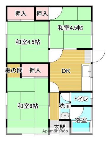 愛媛県松山市 1階建 築52年(3DK)の間取り写真