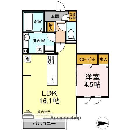 フェリシアス松原(1LDK/2階)の間取り写真