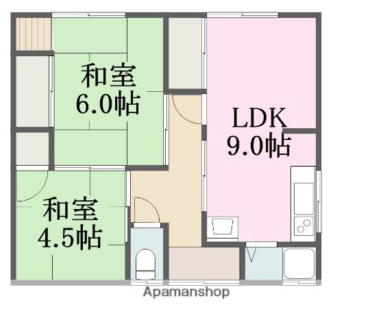 愛媛県松山市 1階建 築54年(2LDK)の間取り写真