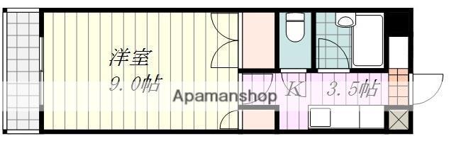 ベルメゾン古川2(1DK/3階)の間取り写真