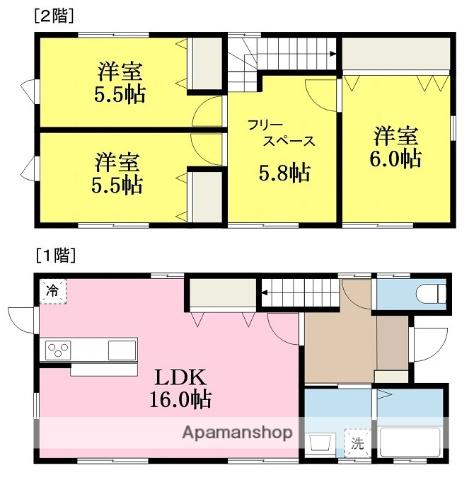 愛媛県松山市 2階建 築4年(3LDK)の間取り写真