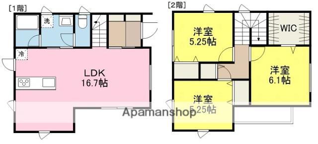 伊予鉄道郡中線 土橋駅(愛媛) 徒歩11分 2階建 築3年(3LDK)の間取り写真