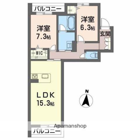 シャーメゾン小栗(2LDK/2階)の間取り写真