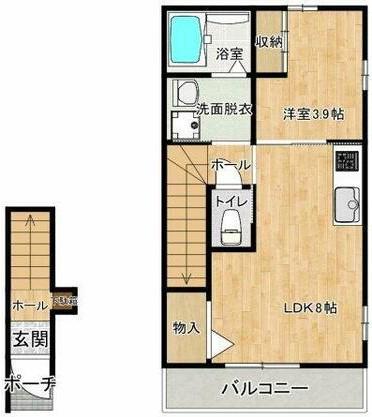 エルミタージュ(1LDK/2階)の間取り写真