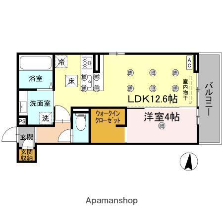 クランツ北井門B(1LDK/1階)の間取り写真