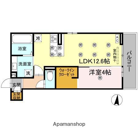 クランツ北井門B(1LDK/2階)の間取り写真