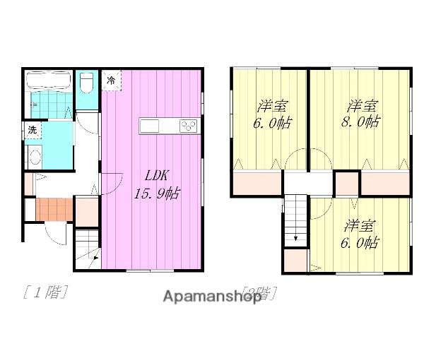 伊予鉄道郡中線 土居田駅 徒歩8分 2階建 新築(3LDK)の間取り写真