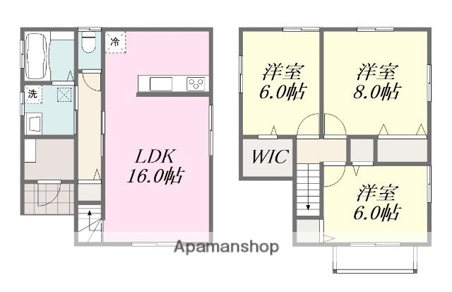 愛媛県松山市 2階建 新築(3LDK)の間取り写真
