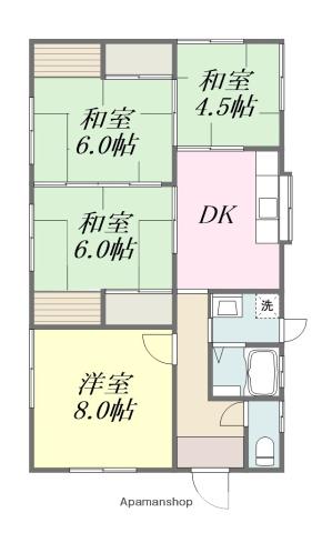 愛媛県松山市 1階建 築50年(4DK)の間取り写真