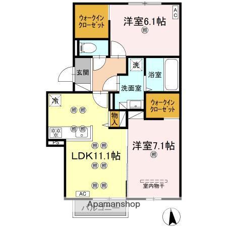 MAISON BLANCHE(2LDK/2階)の間取り写真