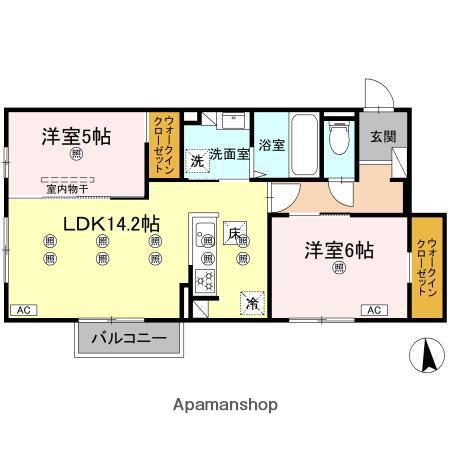 MAISON BLANCHE(2LDK/1階)の間取り写真