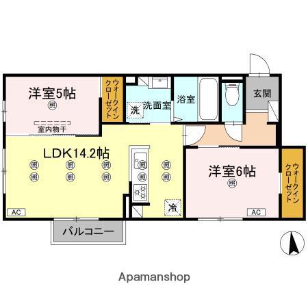 MAISON BLANCHE(2LDK/2階)の間取り写真