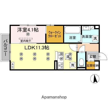 MAISON BLANCHE(1LDK/1階)の間取り写真