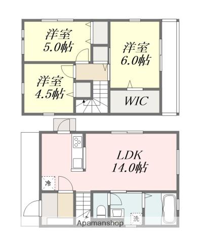 愛媛県松山市 2階建 築1年(3LDK)の間取り写真