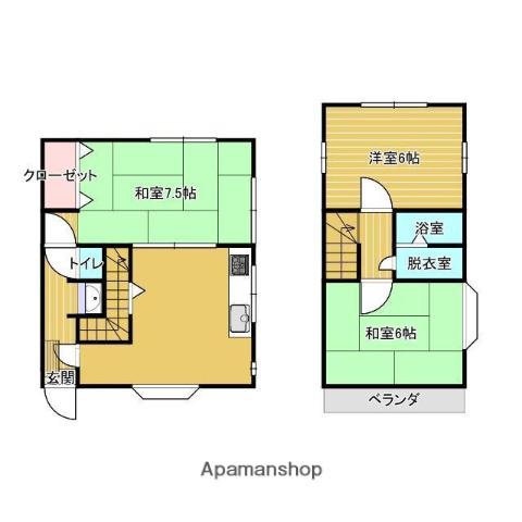 伊予鉄道横河原線 北久米駅 徒歩5分 2階建 築27年(3LDK)の間取り写真