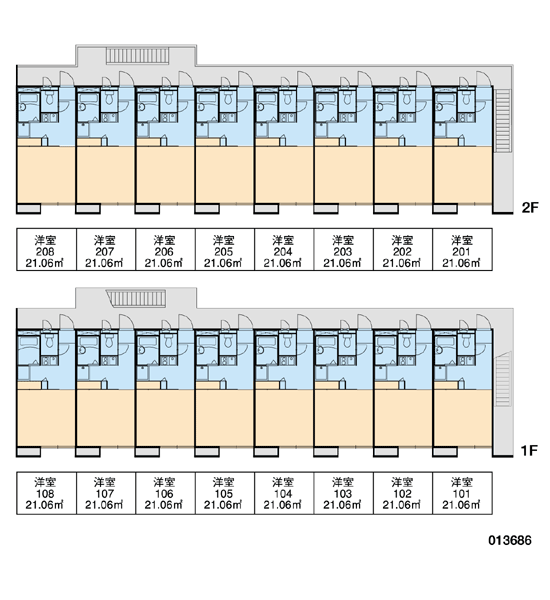 レオパレスアベニュー(1K/2階)の間取り写真