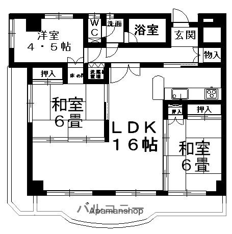 ライオンズマンション道後姫塚第Ⅰ(3LDK/7階)の間取り写真