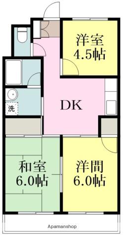 徳和マンション(3DK/2階)の間取り写真