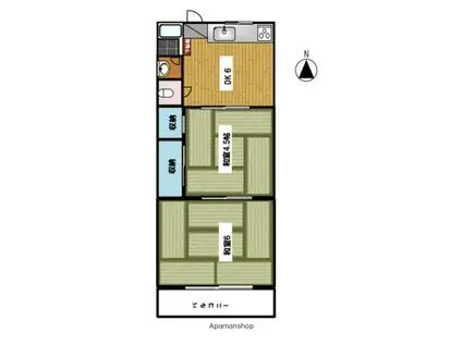 ねむの木アパート(2DK/1階)の間取り写真