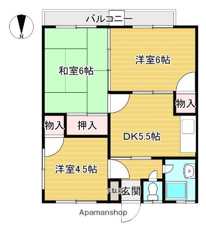 門田アパート(3DK/1階)の間取り写真